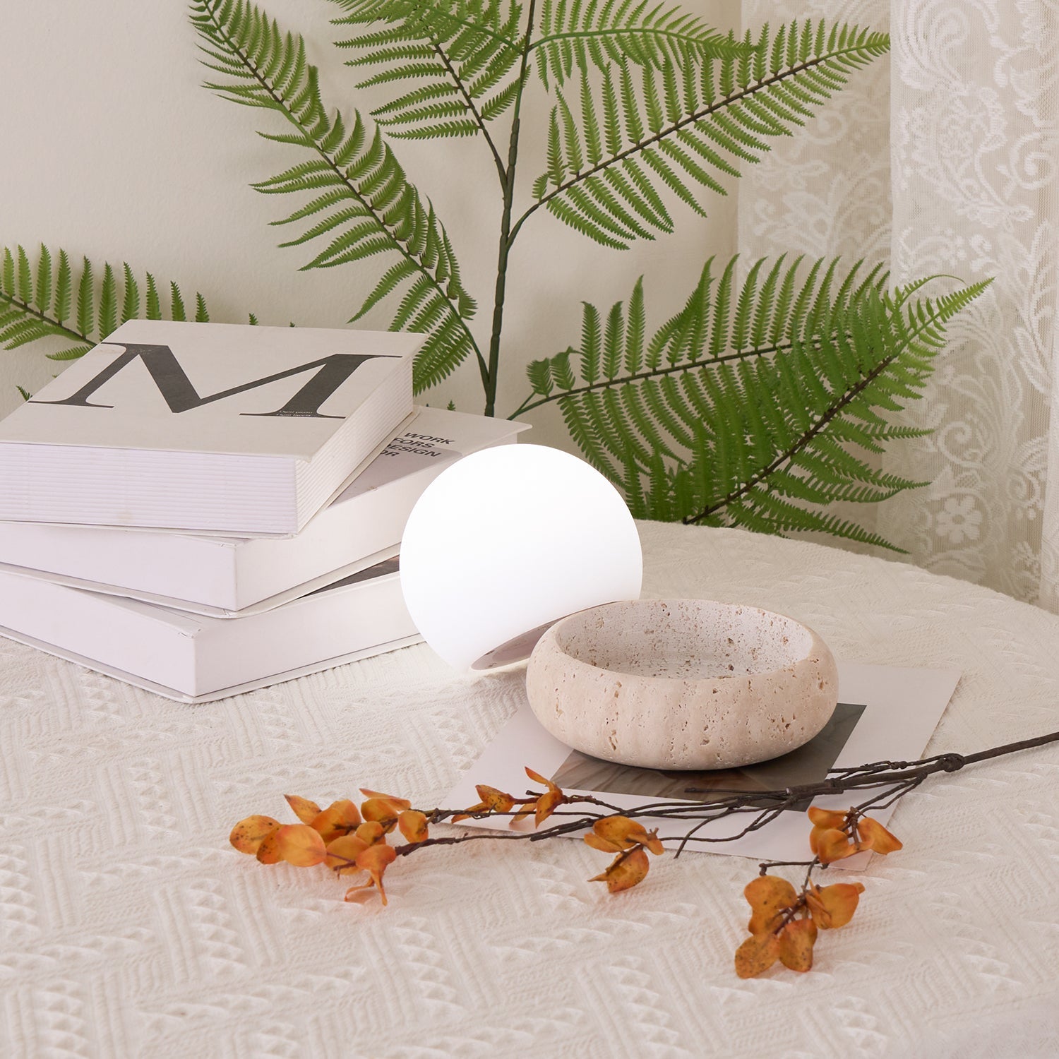 Veska | Travertine Bordslampa