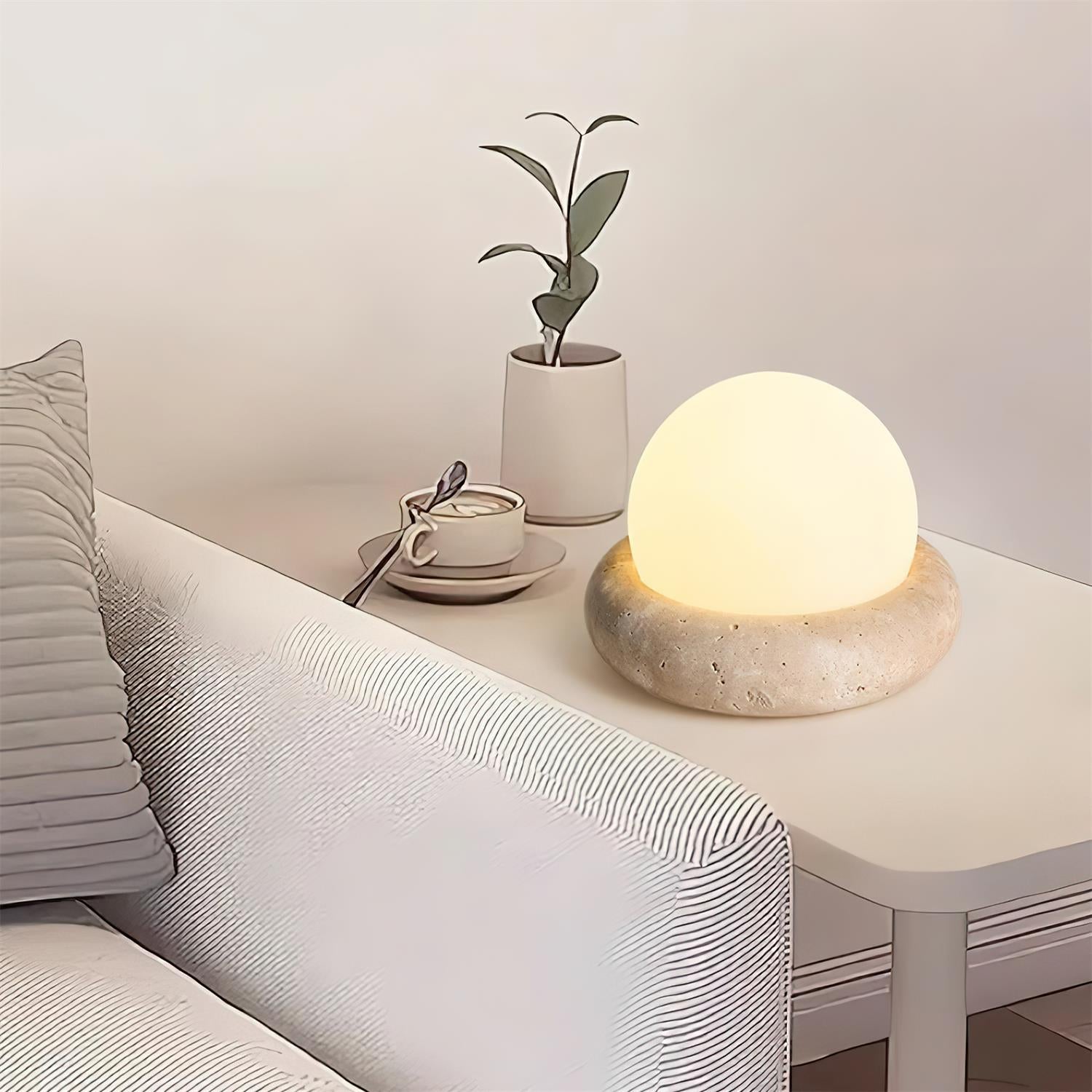Veska | Travertine Bordslampa