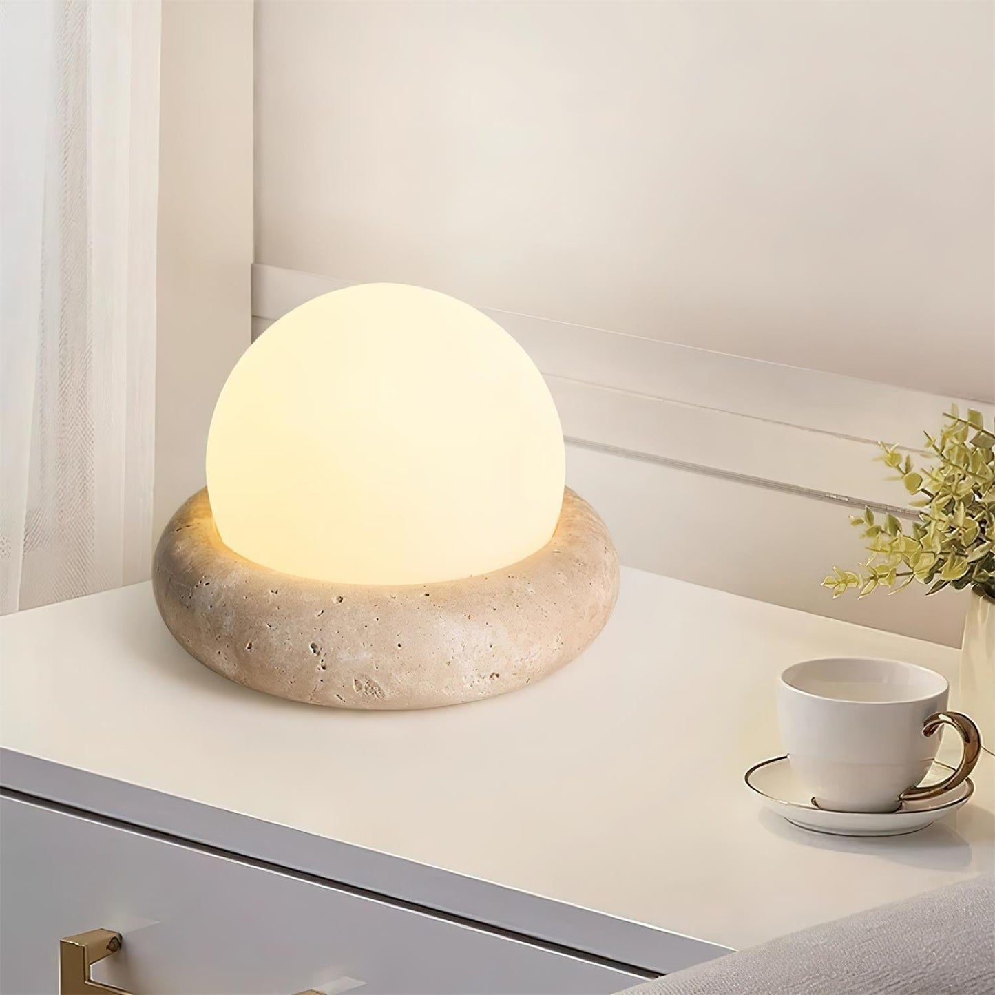 Veska | Travertine Bordslampa