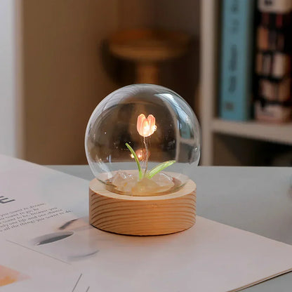 Veska | TulipGlow Elegant Floral Table Lamp – Fint Belysning 1 rosa tulpan