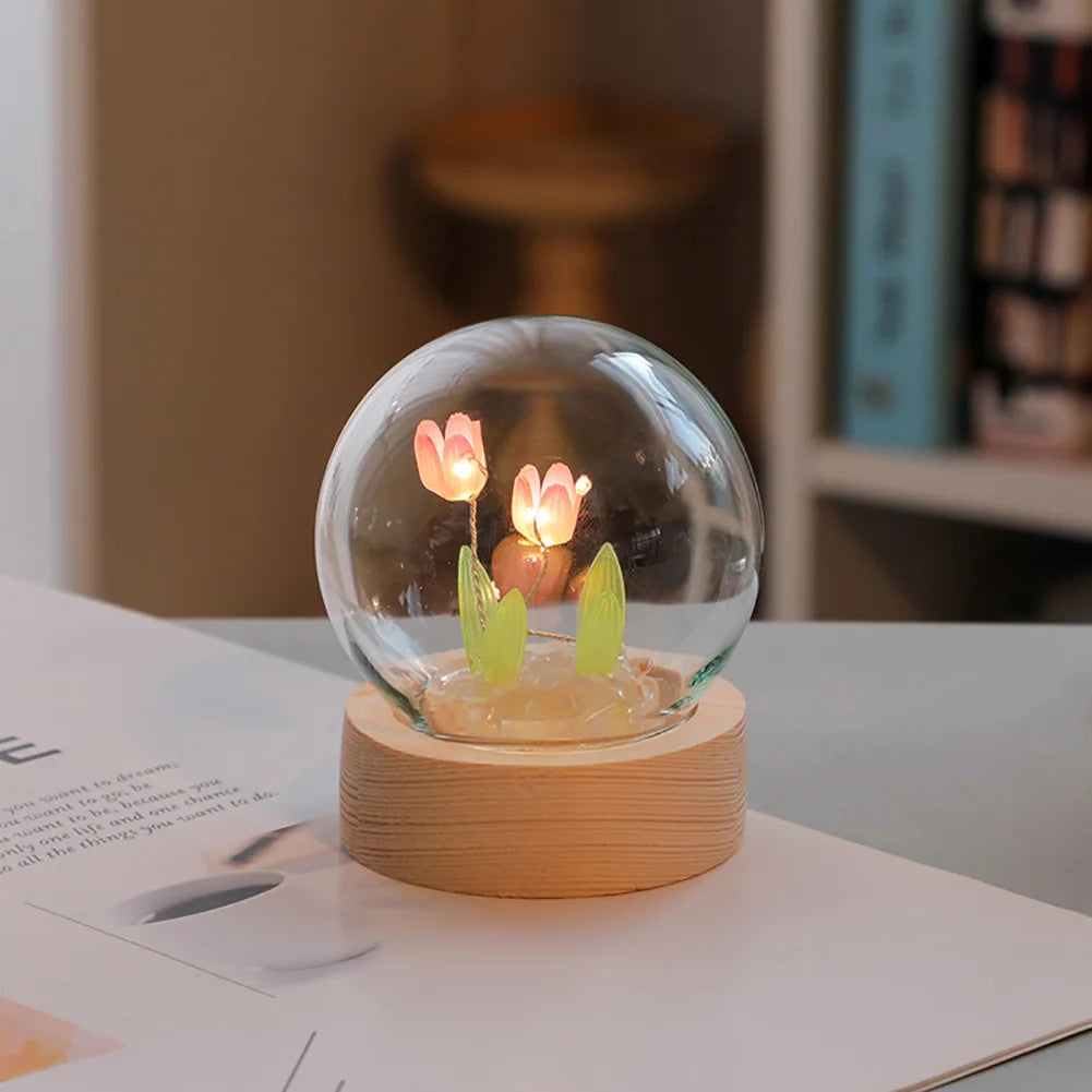 Veska | TulipGlow Elegant Floral Table Lamp – Fint Belysning 2 rosa tulpaner