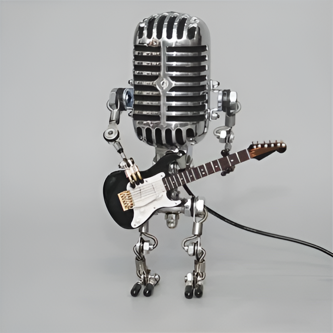 Veska | Unique Robot Bordslampa Svart gitarr