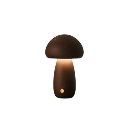 Veska | Uppladdningsbar Bordslampa Tillverkad av Trä Valnöt D10 x H16.5cm