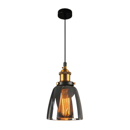 Veska | Vintage Pendelamp Glas | Stilren Matbordslampa Rökgrå A