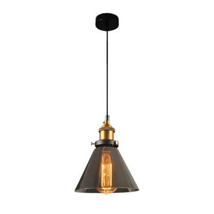 Veska | Vintage Pendelamp Glas | Stilren Matbordslampa Rökgrå B
