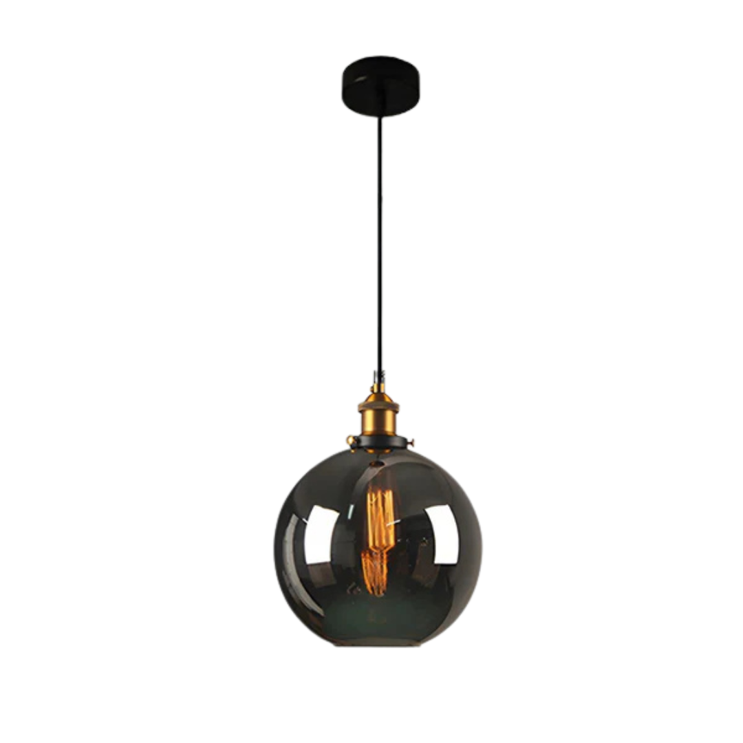 Veska | Vintage Pendelamp Glas | Stilren Matbordslampa Rökgrå C