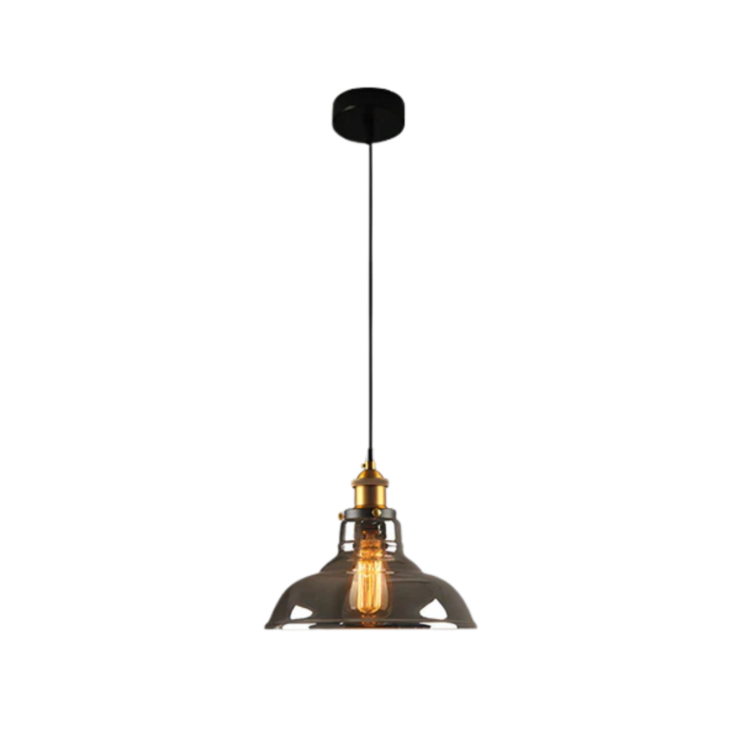 Veska | Vintage Pendelamp Glas | Stilren Matbordslampa Rökgrå D