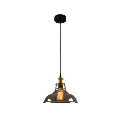 Veska | Vintage Pendelamp Glas | Stilren Matbordslampa Rökgrå D