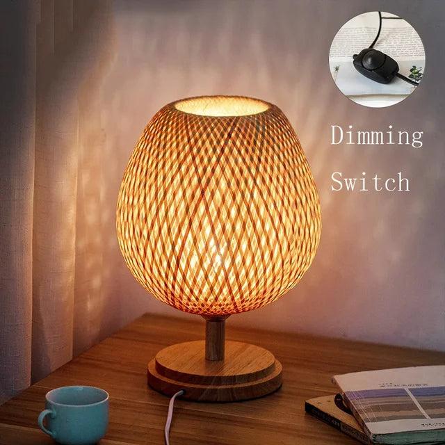 Veska | VintageBamboo - Bambus Vintage Bordslampa Dämpad trä liten H36 cm * B23 cm
