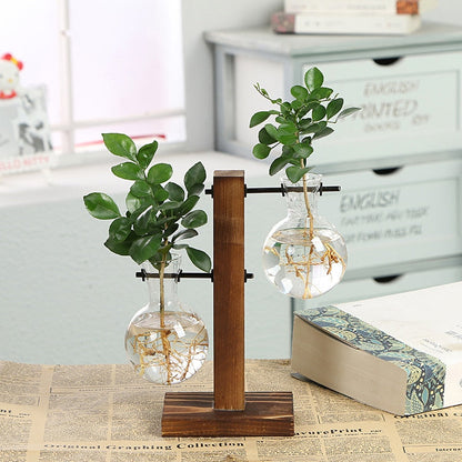 Vintage Garden - Träram Terrarium Hydroponisk Växtvas | Veska Dubbel flaska