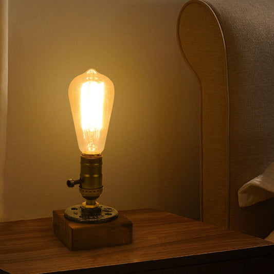 Vintage Industriell Järn Lampa Glödlampa 1-Lampa Bordslampa | Veska 110V-120V för US CA