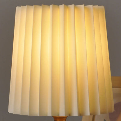 Vintage koreansk plisserad kolonn massiv träbas 1-ljuskälla bordslampa | Veska