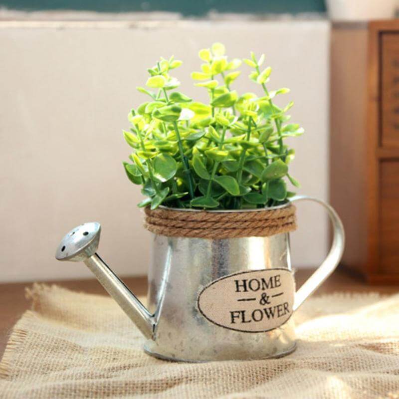 Vintage Mini Kettle Flowers Järn Bucket Vasen | Veska