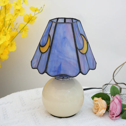 Vintage Moon Färgat Glas Bord Lampa | Veska Lila
