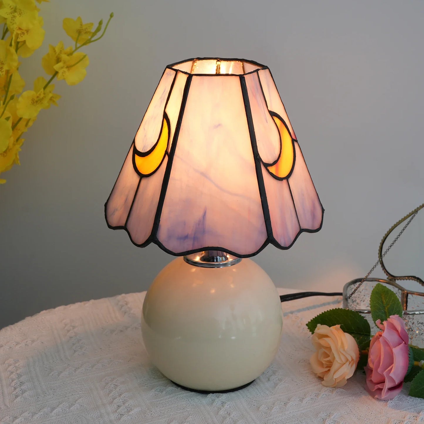 Vintage Moon Färgat Glas Bord Lampa | Veska