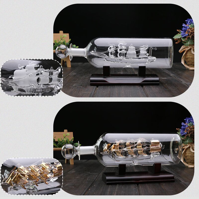 Vintage Ship in a Bottle Glass Boat Heminredning | Veska