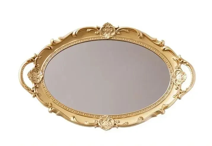 Vintage stil spegelbrickor | Veska Guld - Oval