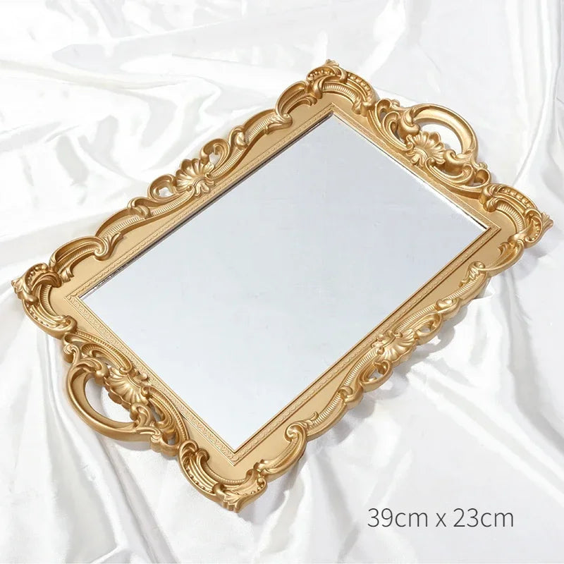 Vintage stil spegelbrickor | Veska Guld - Rektangel