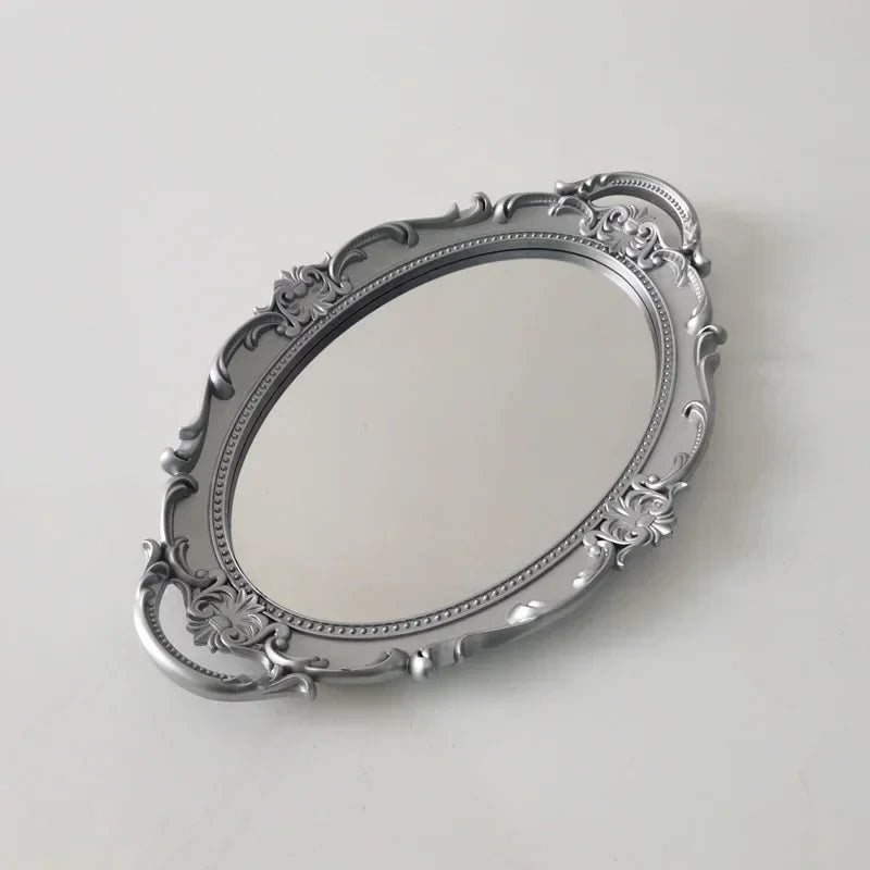 Vintage stil spegelbrickor | Veska Silver - Oval