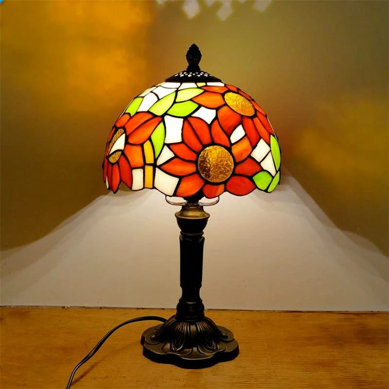 Vintage Tiffany Glass Retro Baroque LED Bordslampa E27 Veska E