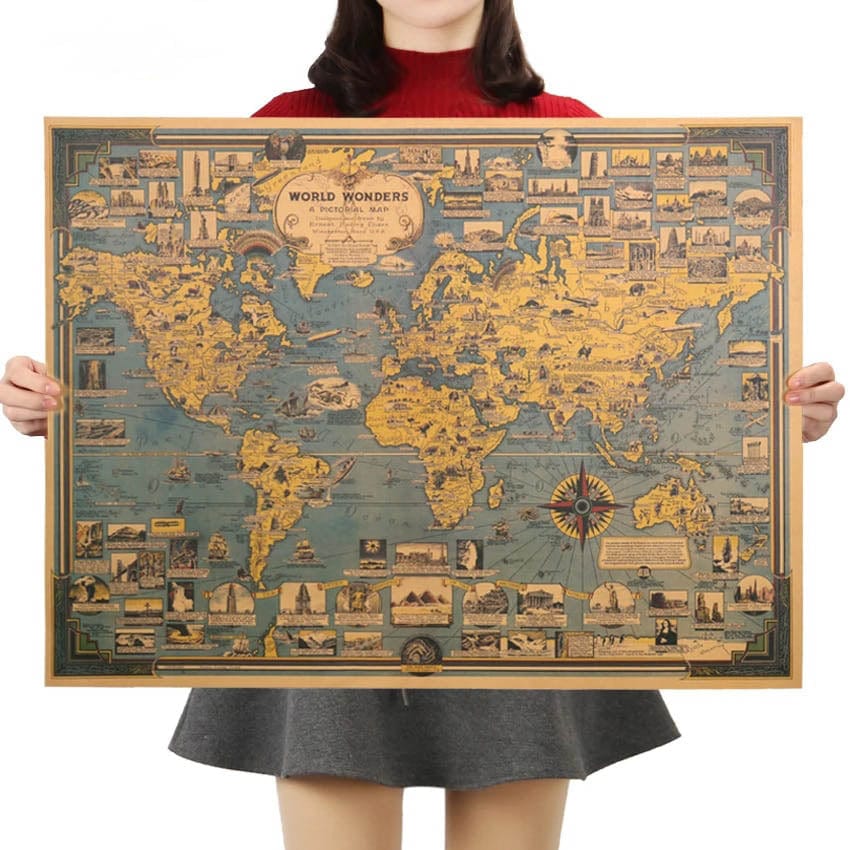 Vintage Världskarta Poster | Veska