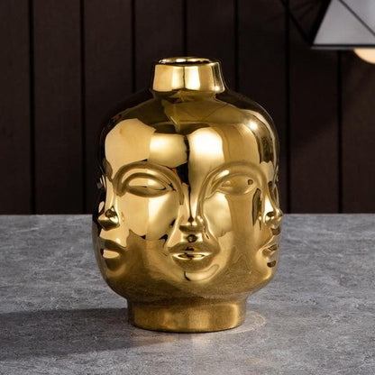 VisageLuxe Keramiska designvaser och Veskaomkrukor med skulpturell elegans | Veska Guld Rund Vas
