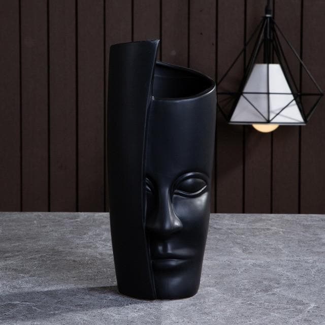 VisageLuxe Keramiska designvaser och Veskaomkrukor med skulpturell elegans | Veska Svart hopfällbar vas