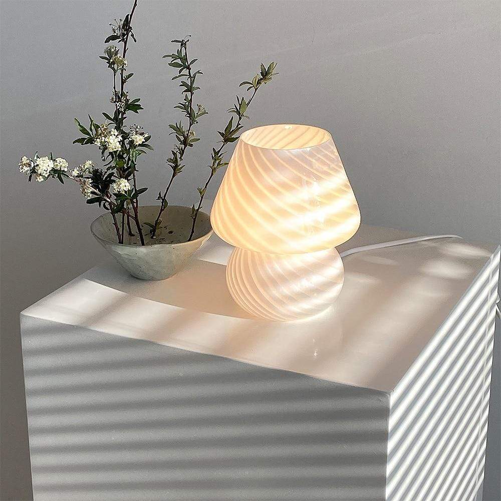 Vit Rand Bord Glas Lampa | Veska