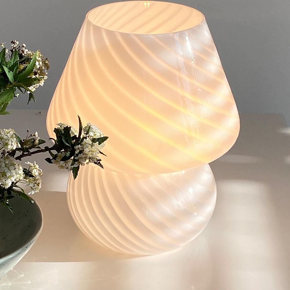 Vit Rand Bord Glas Lampa | Veska