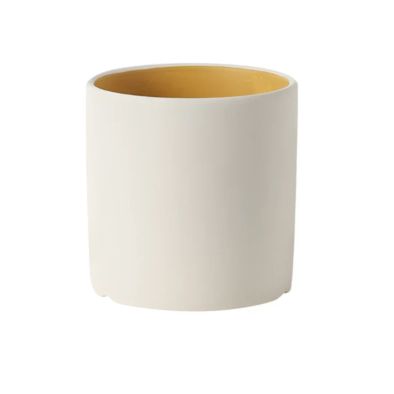 VividSphere Lyxig rund keramisk Veskaomkruka med handglaserad elegans | Veska Beige 17 cm