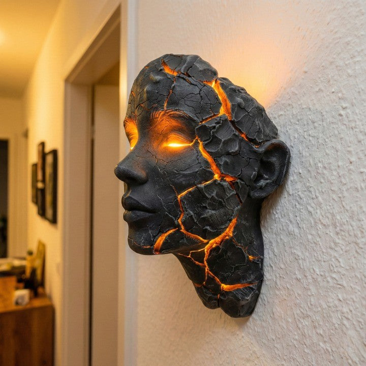 Vulkanisk Face Lava Spricka Väggkonst Lampa | Veska