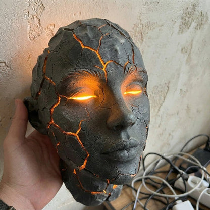 Vulkanisk Face Lava Spricka Väggkonst Lampa | Veska