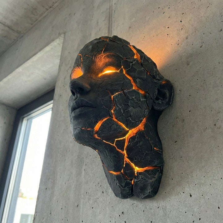 Vulkanisk Face Lava Spricka Väggkonst Lampa | Veska