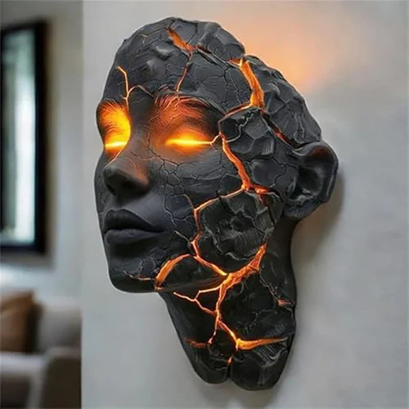 Vulkanisk Face Lava Spricka Väggkonst Lampa | Veska