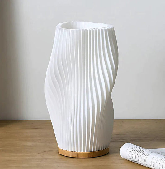 Wavecrest Bordslampa – Mjuk Ljus Designer Lampa med Dimmbar Varm & Naturlig Vit Ljus | Veska Vit