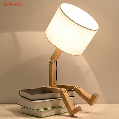 Wood Boy Form LED Skrivbordslampa Skrivbordsornament | Veska Utan glödlampa