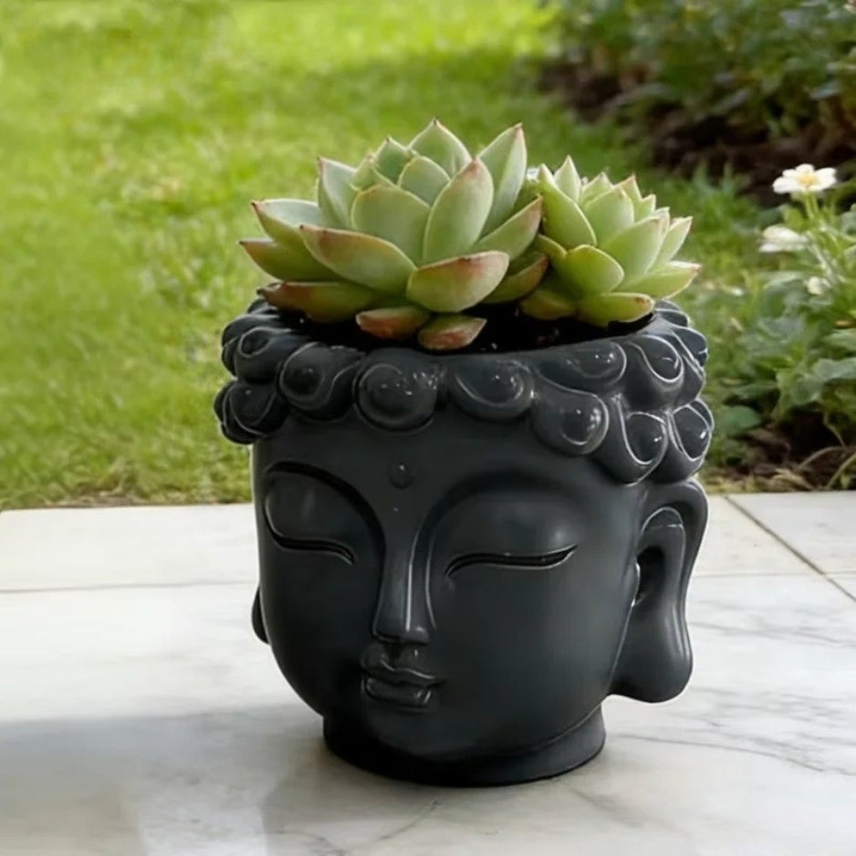 Zen Buddha Suculent Planter | Veska Svart