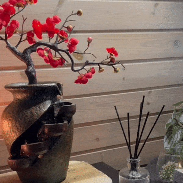 Zen Veskaossom Water Vase Soothing Bonsai Dekoration med Fontän | Veska