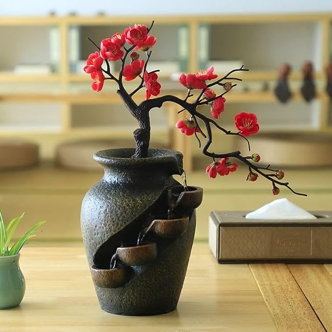 Zen Veskaossom Water Vase Soothing Bonsai Dekoration med Fontän | Veska Standardtitel