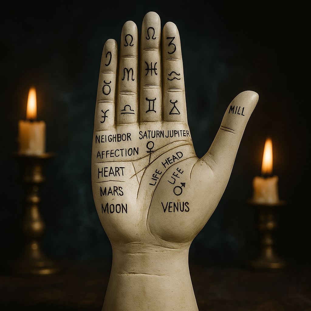 Zodiac Symboler Mystic Palmistry Hand Skulptur | Veska