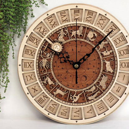 Zodiak Tecken Trä Väggklocka | Veska